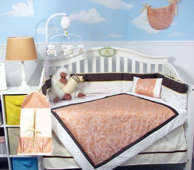 orange-gray-crib-bedding-set