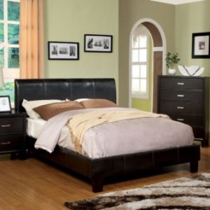 queen size leather sleigh bed