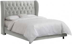 Velvet King Tufted Wingback Bed, Light Gray